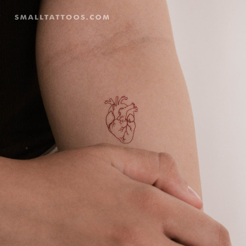 Red Anatomical Heart Temporary Tattoo (Set of 3)