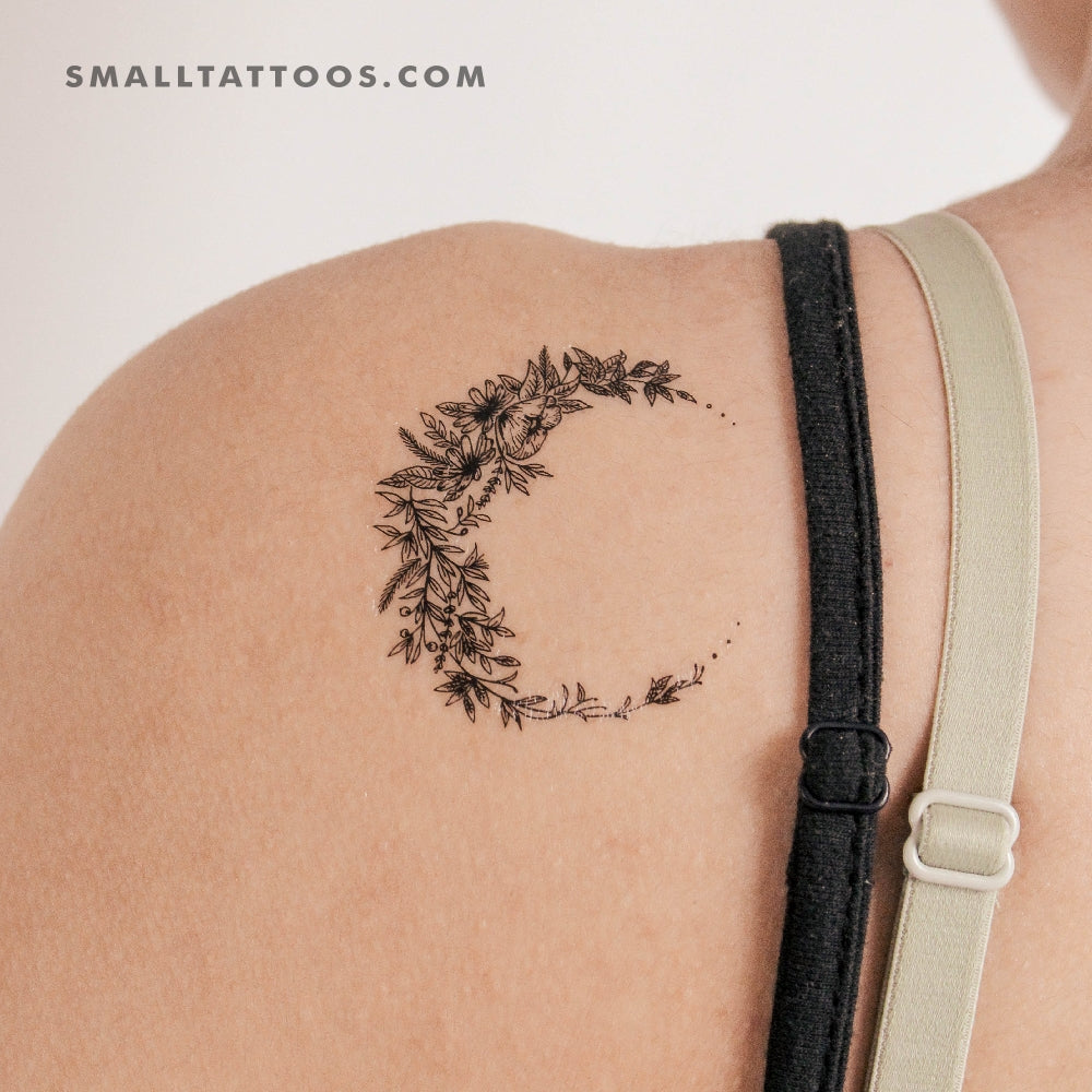 Tatuaje temporal de flor y luna (juego de 3)