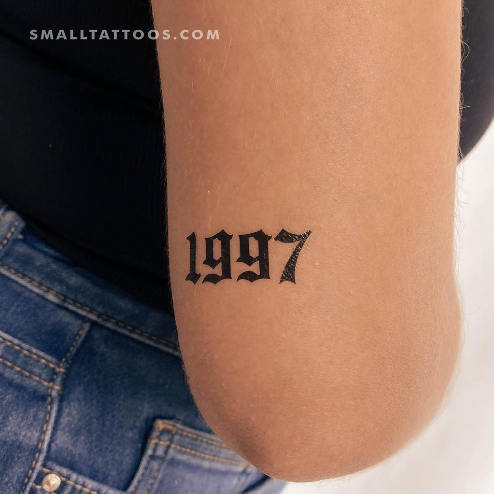 Tatuaje temporal gótico del año de nacimiento 1997 (juego de 3)