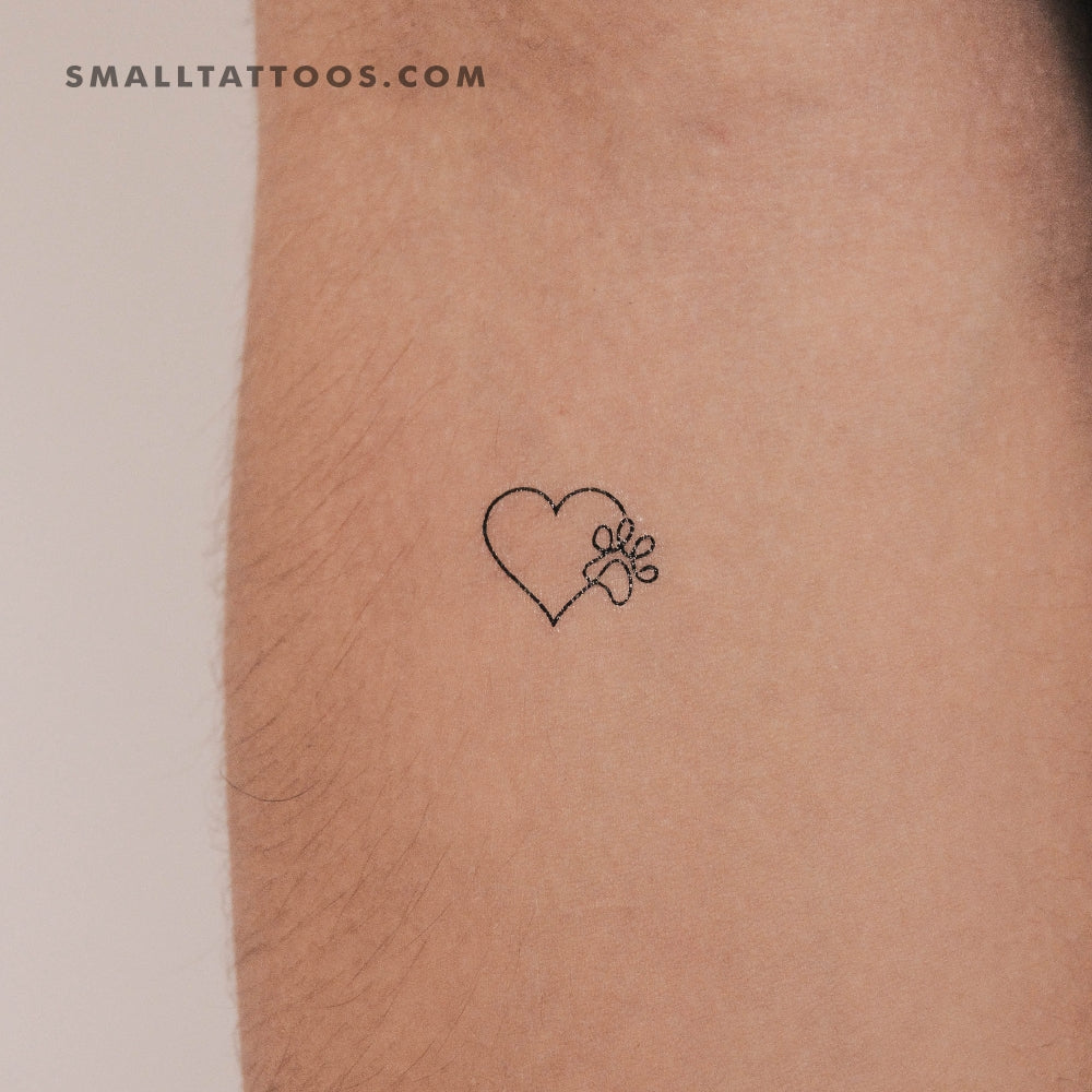 One Line Paw Heart Temporary Tattoo (Set of 3)