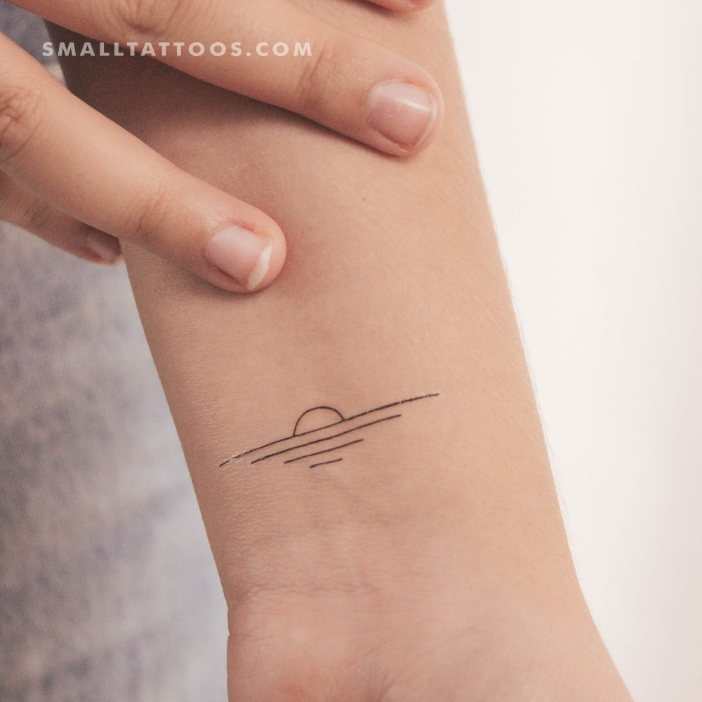 Minimalist Sea Sunset Temporary Tattoo (Set of 3)