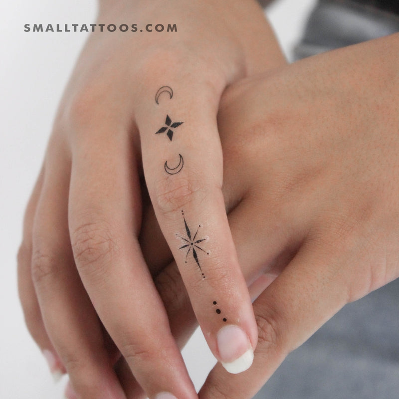 Finger temporary tattoo set | Finger tattoos, Finger tattoo for women, Hand  tattoos for women