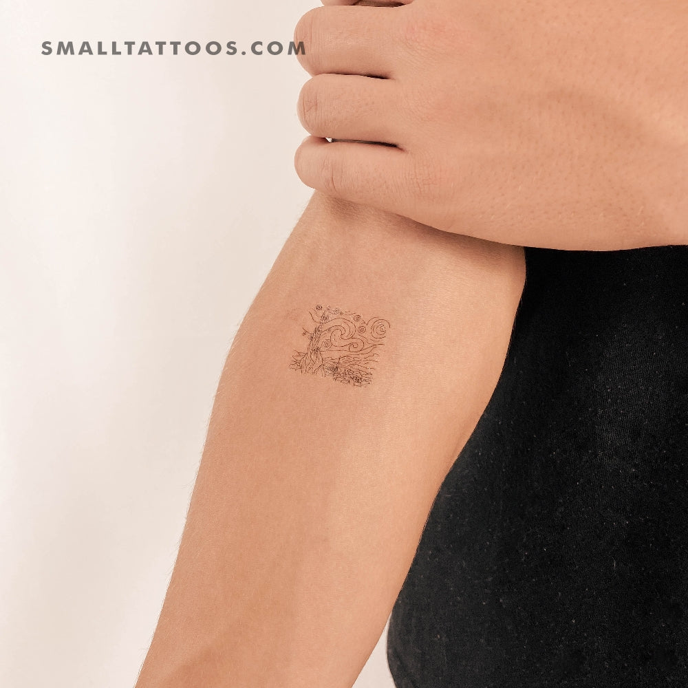 Tatuaje temporal de noche estrellada (juego de 3)