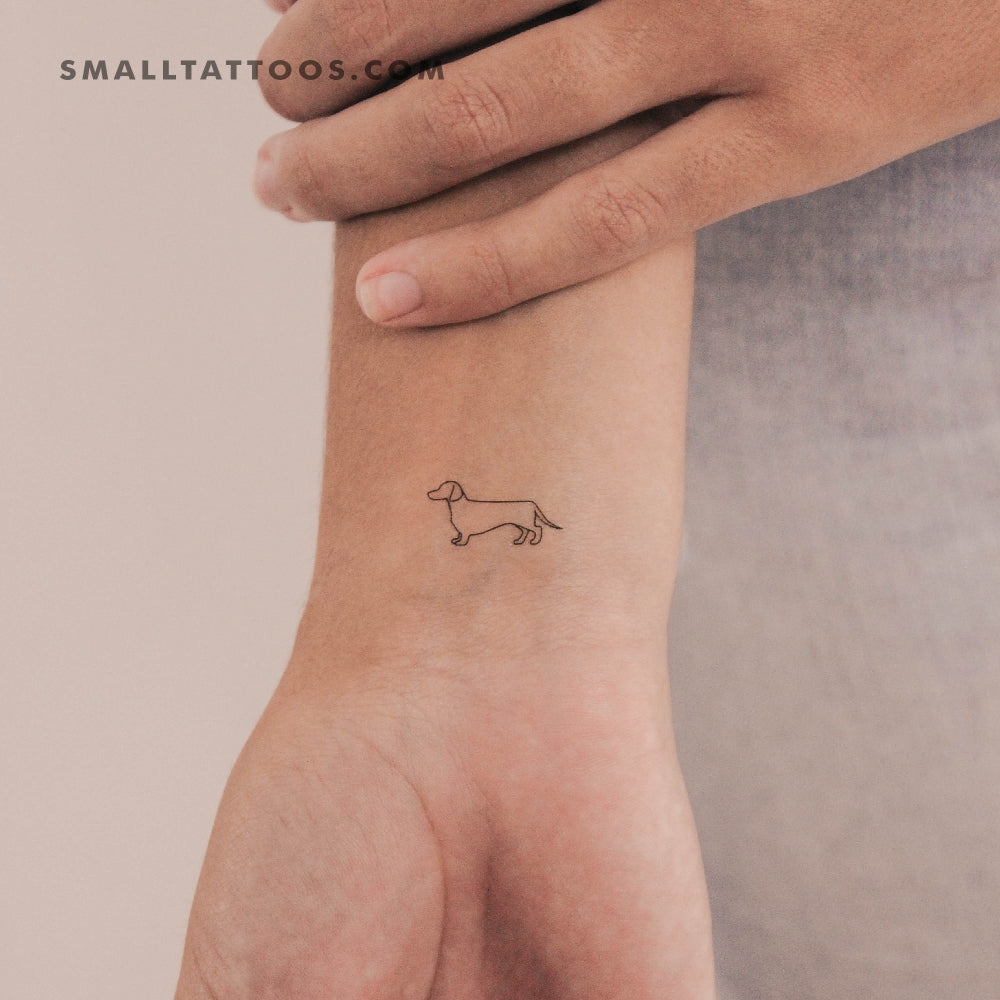 Tatuaje temporal de perro salchicha pequeño (juego de 3)