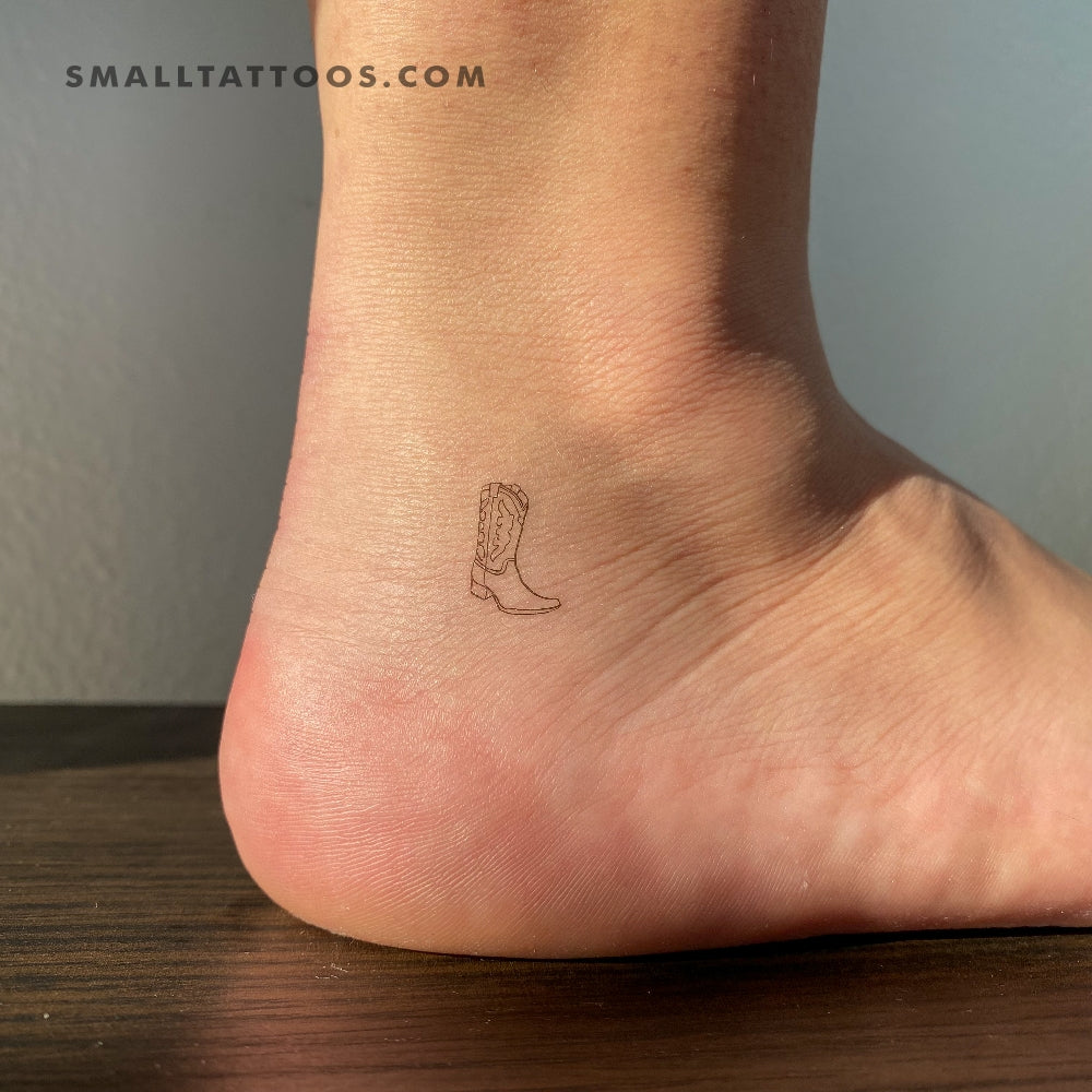 Fine Line Cowboy Boot Tattoo Ideas
