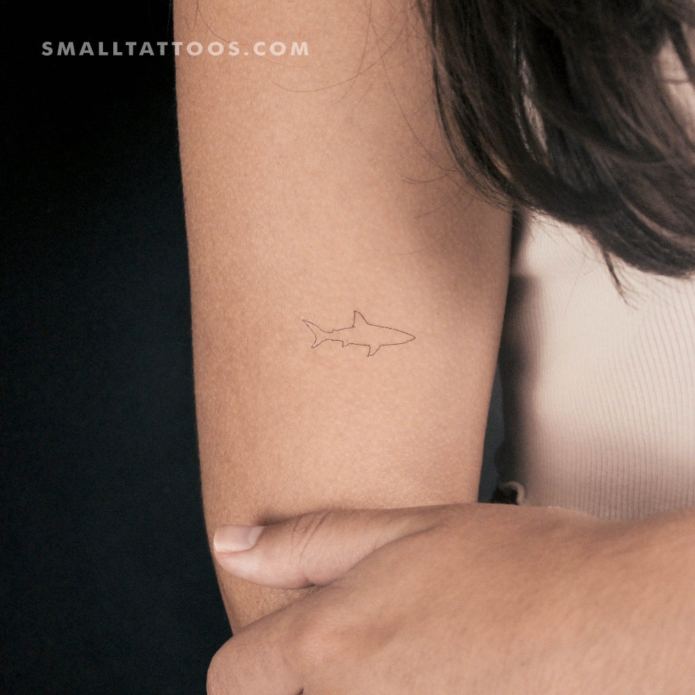 Tatuaje temporal de tiburón de línea fina (juego de 3)