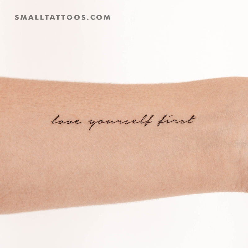 Endless Heights Tattoo - love yourself first text in red tattoo on butt  cheek. . . . @donaldvoelker @endlessheightstattoo #donaldvoelker #djvoelker  #texttattoo #redtexttattoo #redtattoos #loveyourselffirsttattoo #butttattoo  #buttcheektattoo #psltattoo ...