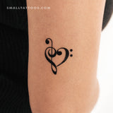 Music Heart Temporary Tattoo (Set of 3)