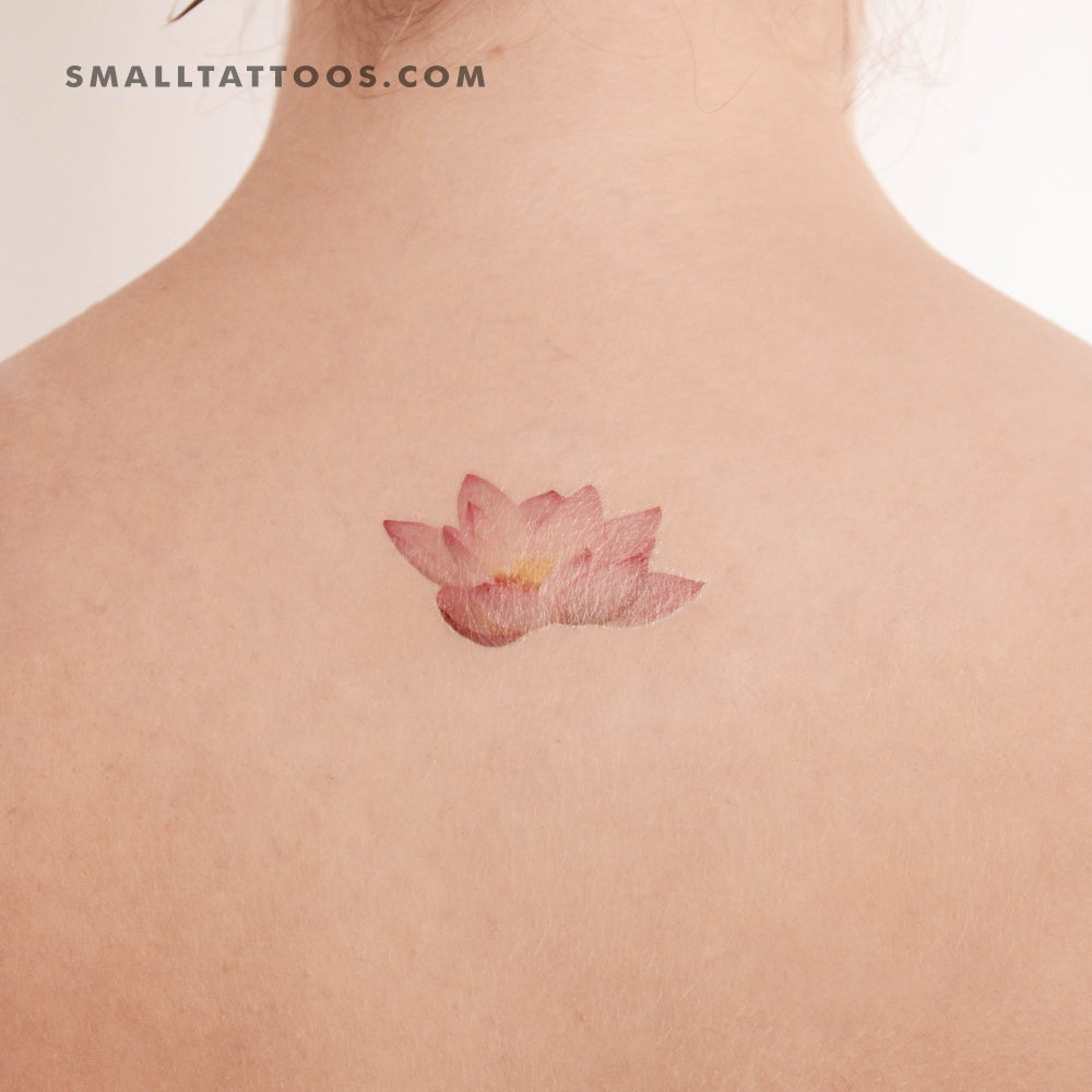 Tatuaje temporal realista de loto rosa (juego de 3)