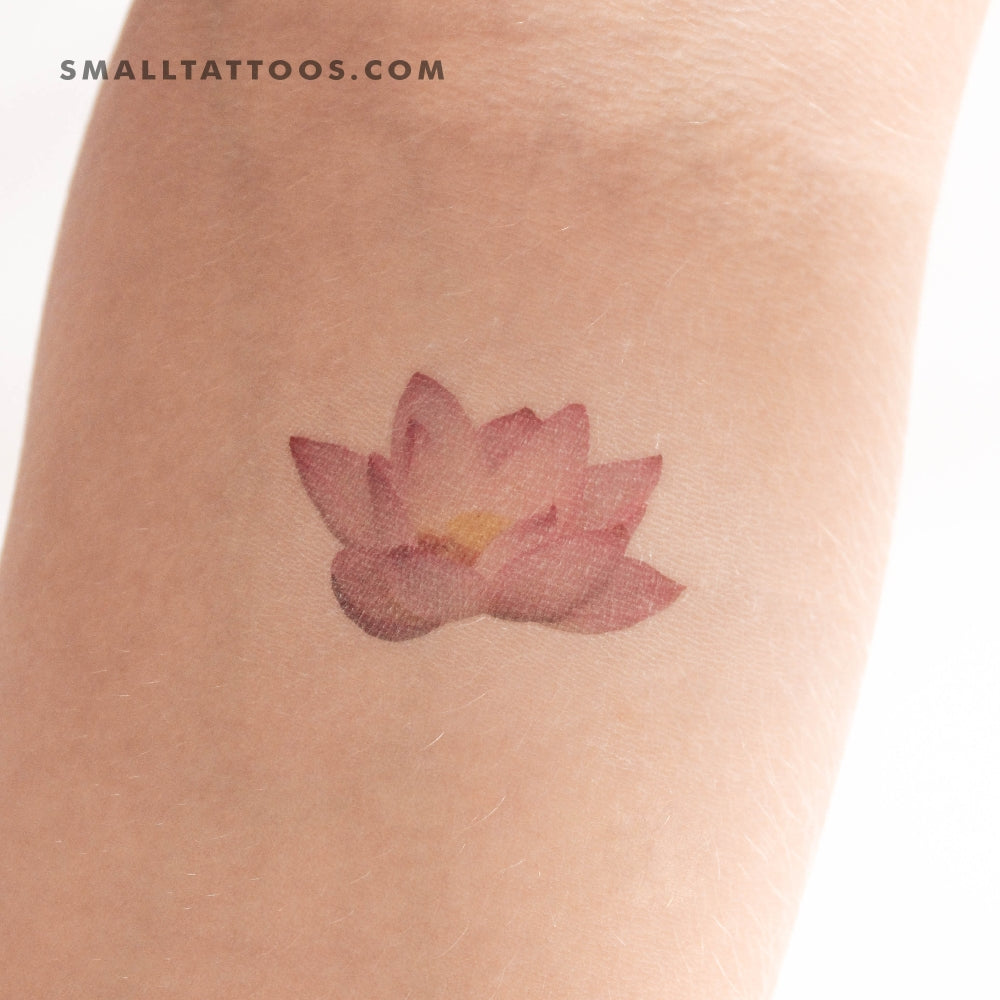 Tatuaje temporal realista de loto rosa (juego de 3)