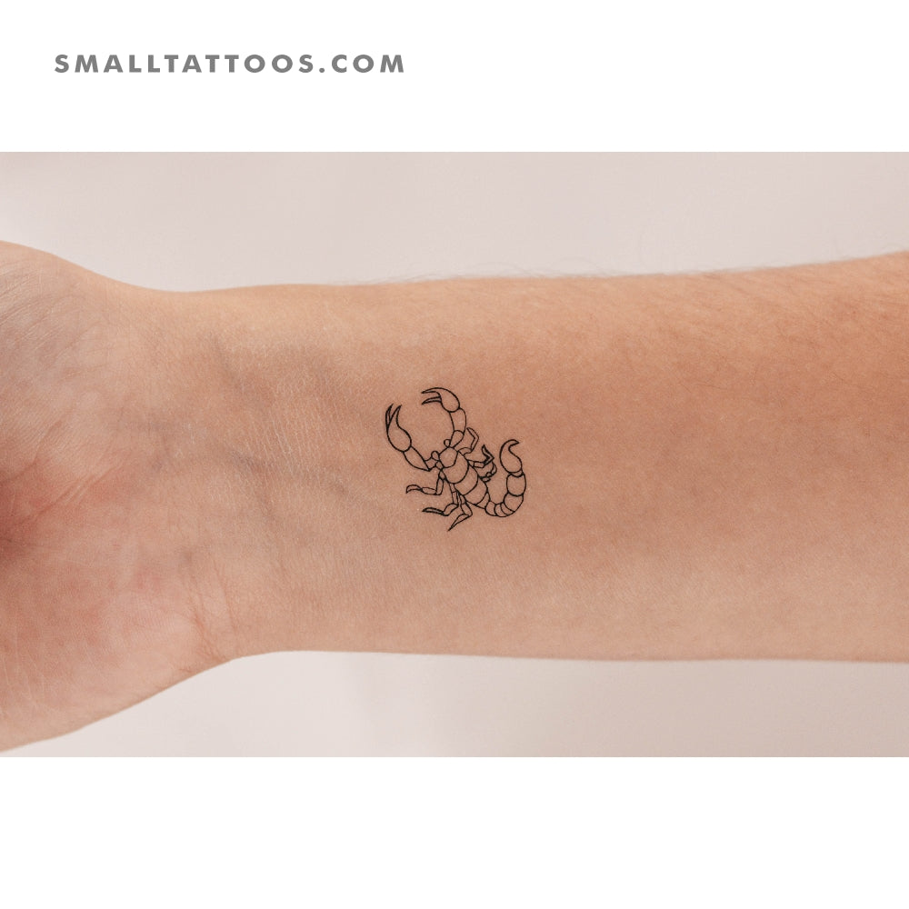 Tatuaje temporal de escorpión de línea fina (juego de 3)