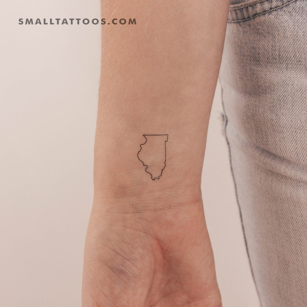 Tatuaje temporal del contorno del mapa de Illinois (juego de 3)