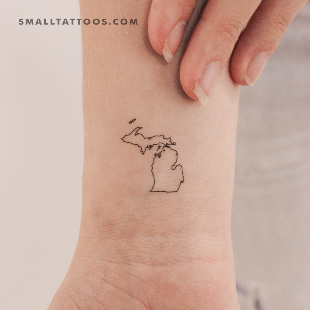 Tatuaje temporal del mapa de Michigan (juego de 3)