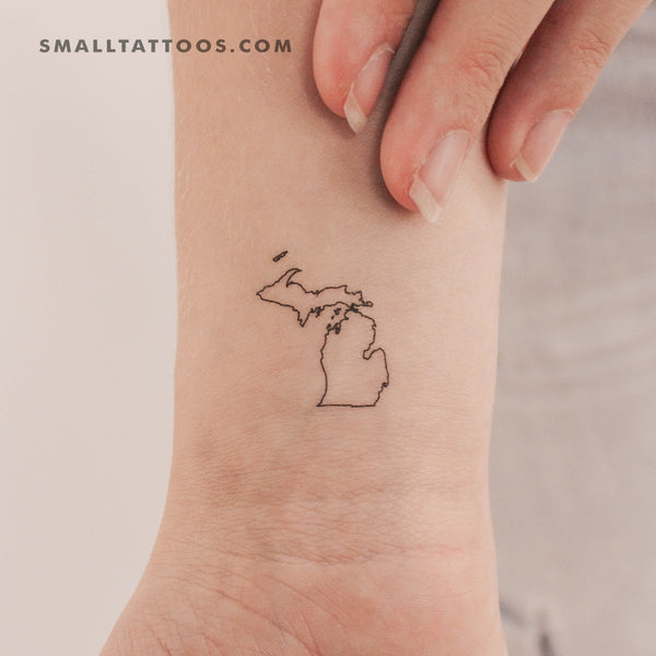 Michigan Map Outline Temporary Tattoo (Set of 3)