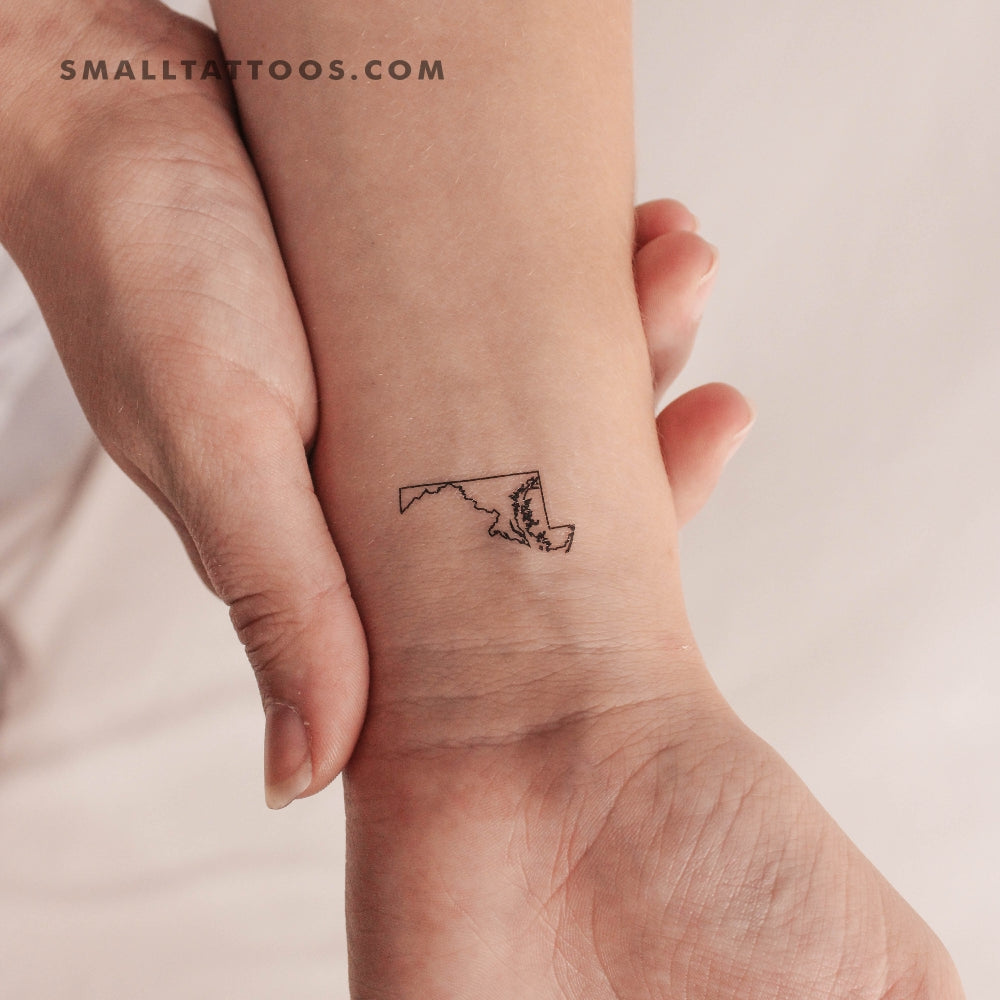 Maryland Map Outline Temporary Tattoo (Set of 3)