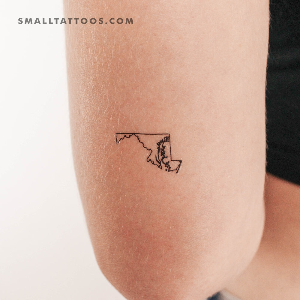 Maryland Map Outline Temporary Tattoo (Set of 3)