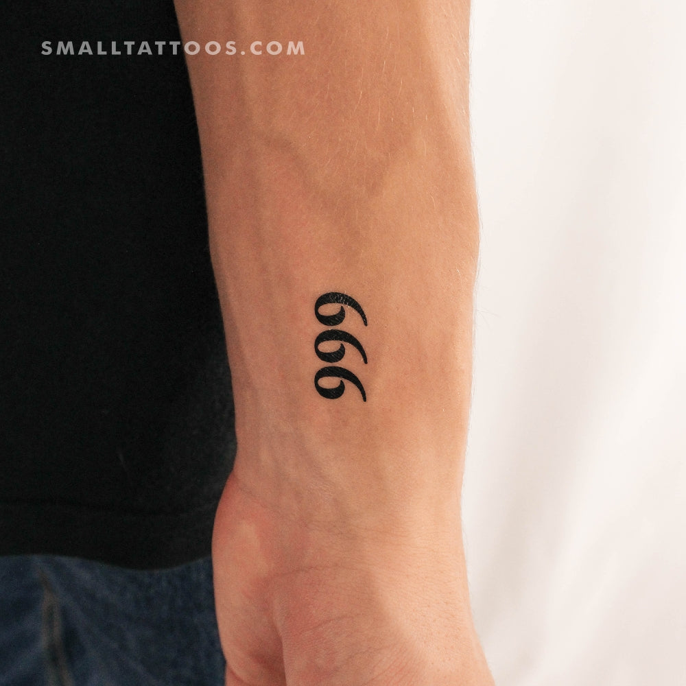 Tatuaje temporal del número angelical 666 (juego de 3)