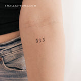 Small 333 Angel Number Temporary Tattoo (Set of 3)