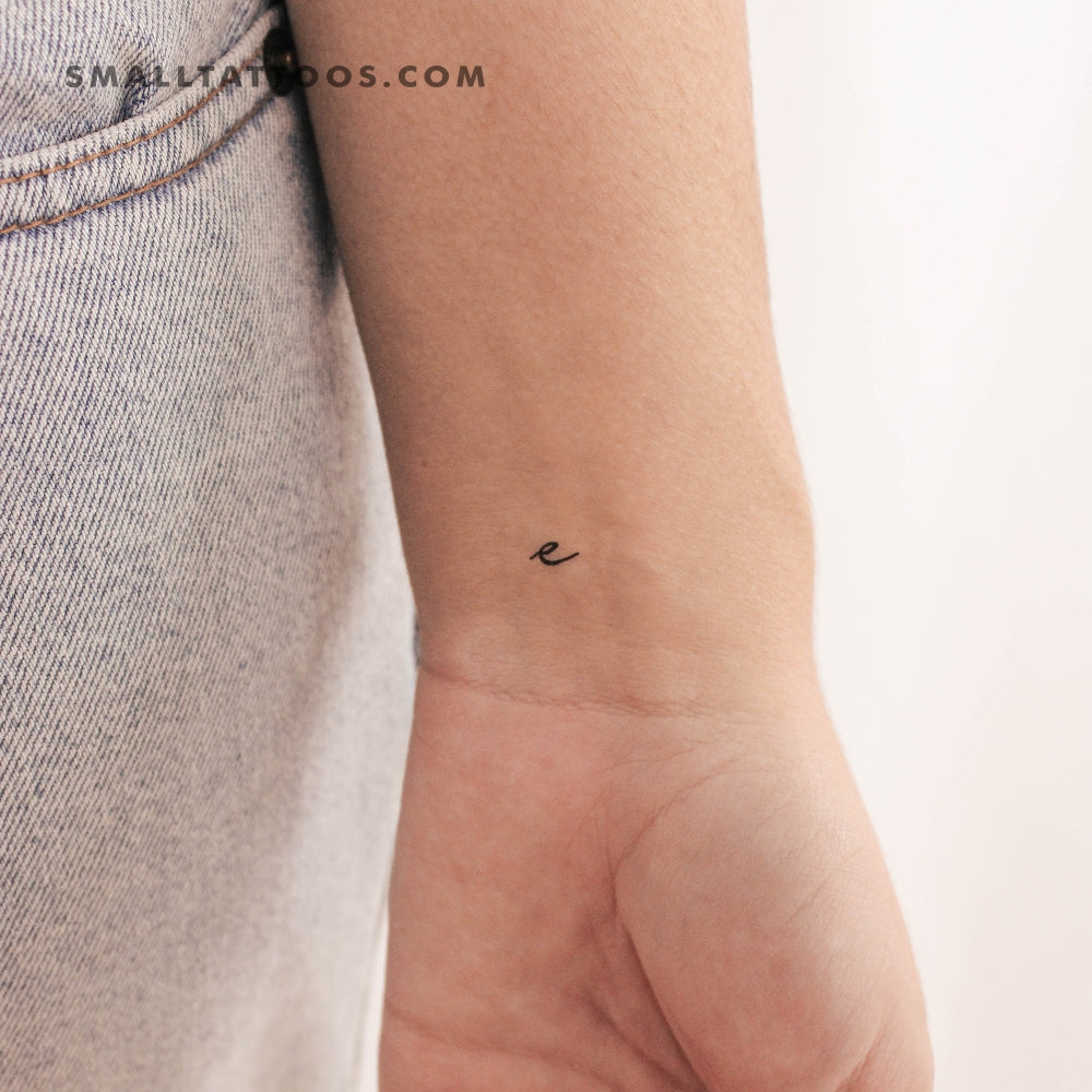 Tatuaje temporal de letra E manuscrita (juego de 3)