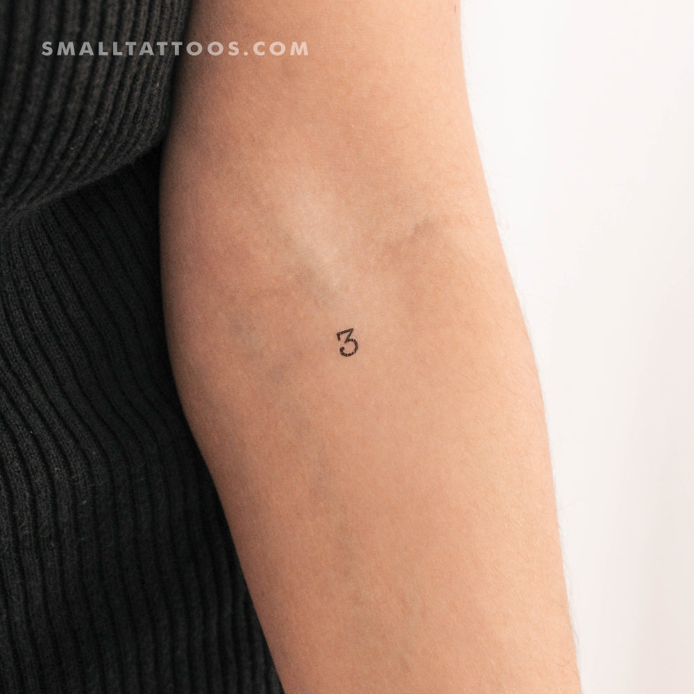 Tatuaje temporal del número 3 (juego de 3)