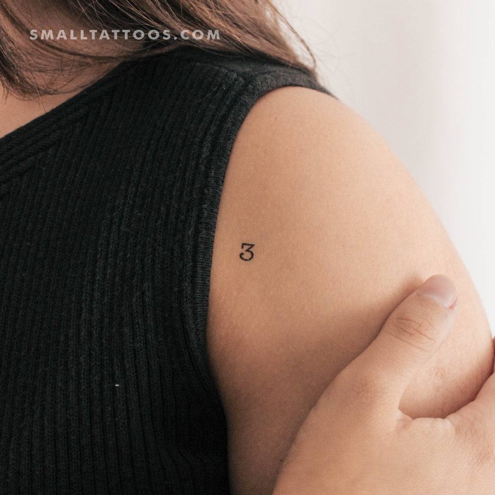 Tatuaje temporal del número 3 (juego de 3)