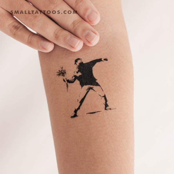 Banksy's Flower Thrower Temporary Tattoo (Set of 3)