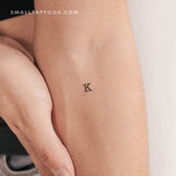K Uppercase Typewriter Letter Temporary Tattoo (Set of 3)