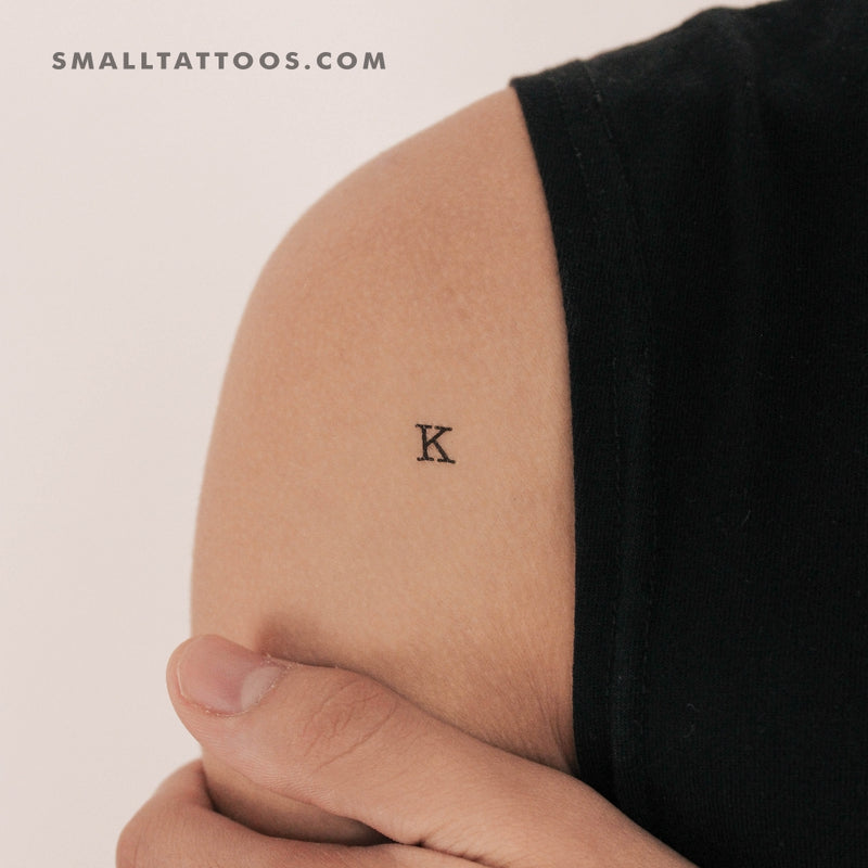 K Uppercase Typewriter Letter Temporary Tattoo (Set of 3)