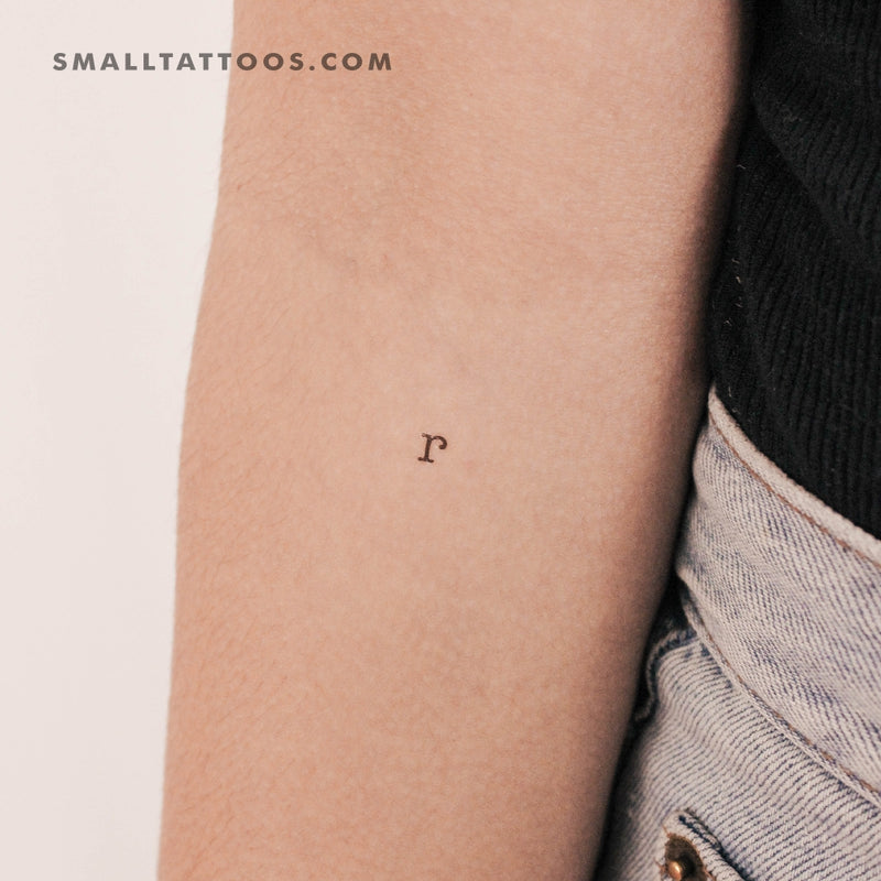 R Lowercase Typewriter Letter Temporary Tattoo (Set of 3)