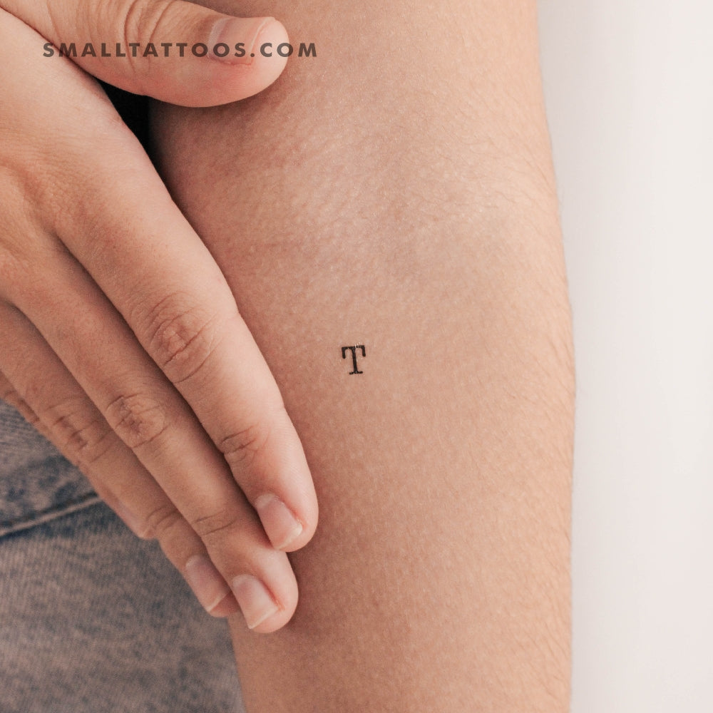 T Uppercase Typewriter Letter Temporary Tattoo (Set of 3)