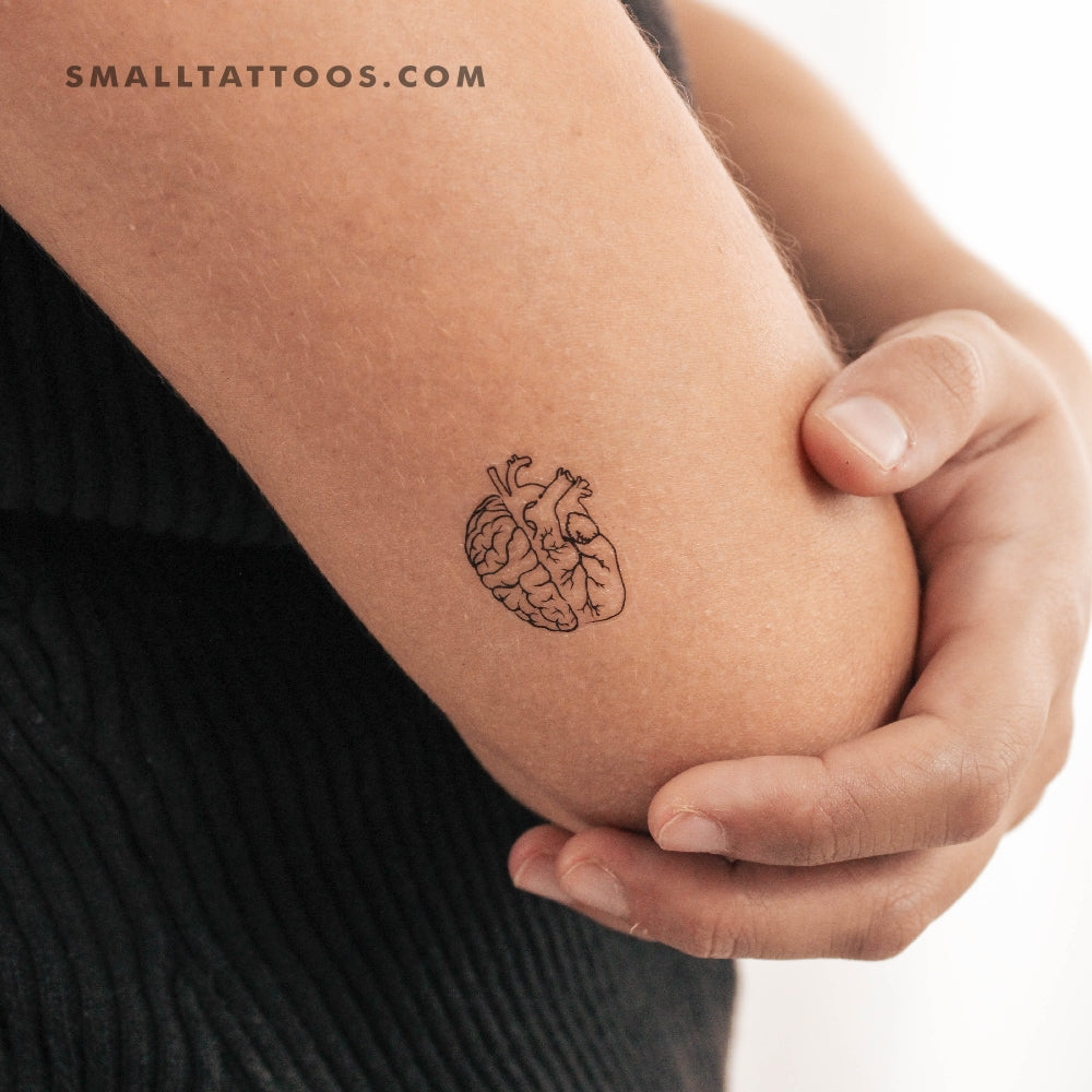 Brain & Anatomical Heart Outline Temporary Tattoo
