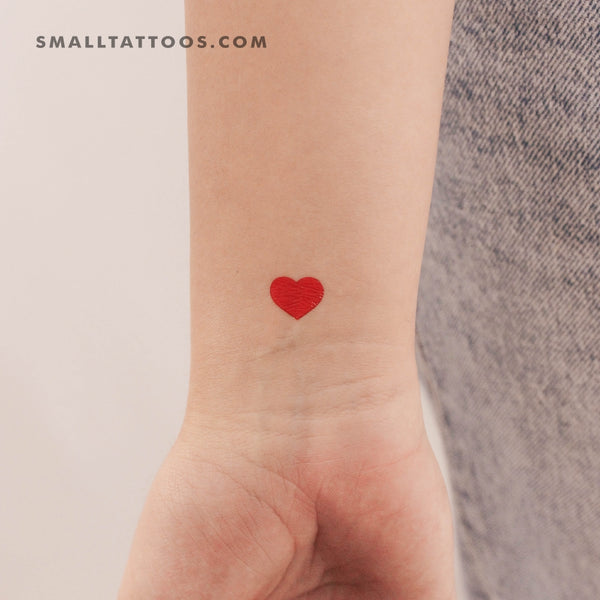 Small Heart In Red Temporary Tattoo (Set of 3)