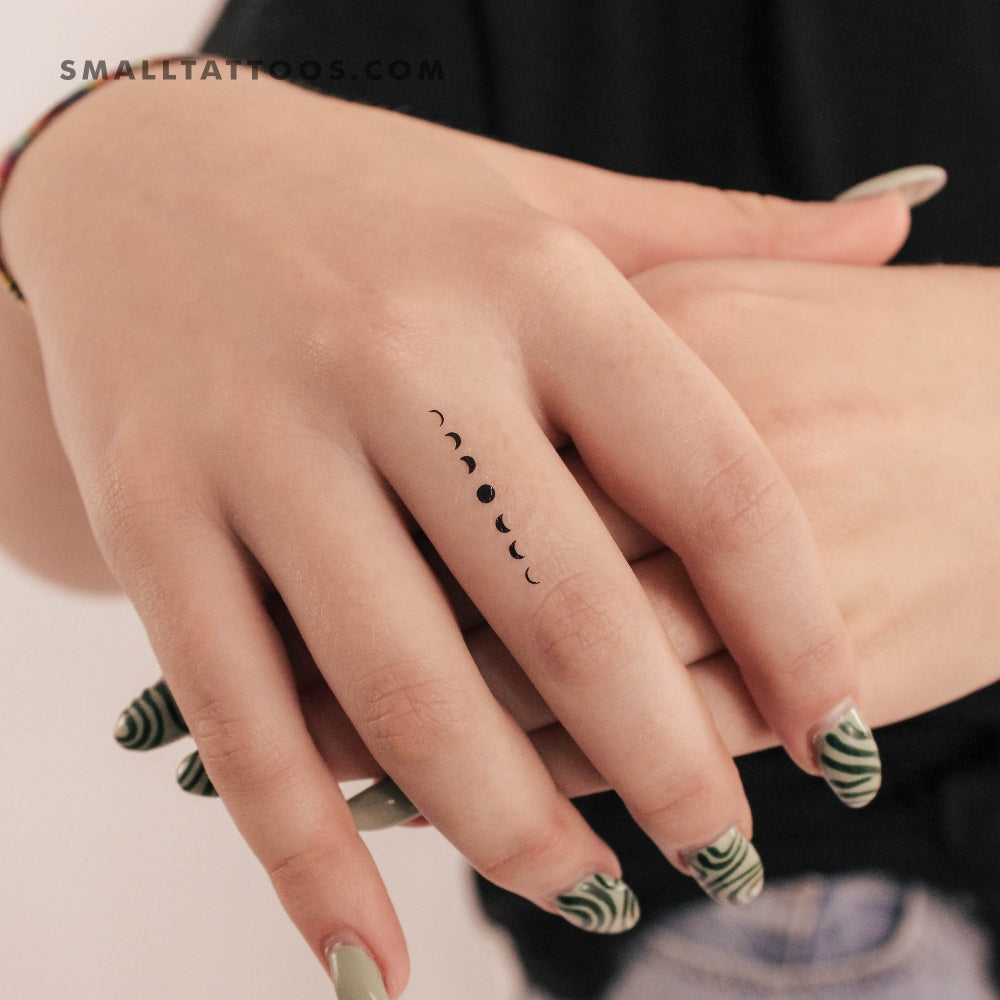 Small Vertical Moon Phases Temporary Tattoo (Set of 3)