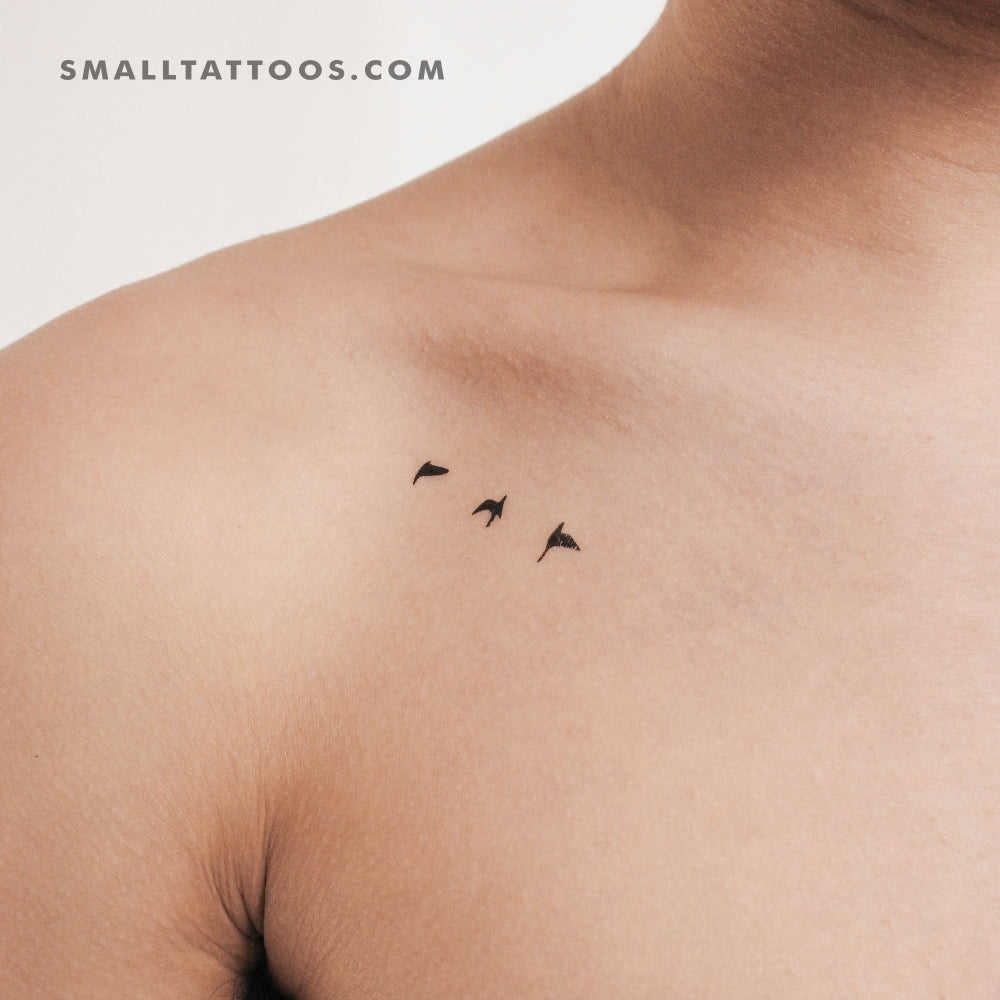 3 Small Flying Birds Temporary Tattoo (Set of 3) – Small Tattoos