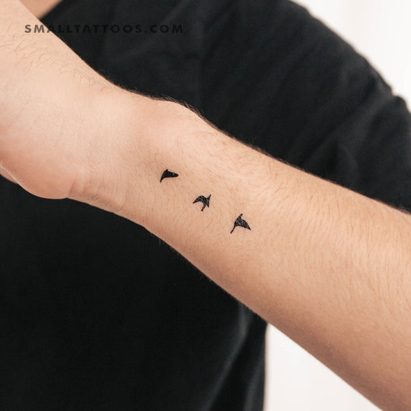 3 Small Flying Birds Temporary Tattoo (Set of 3)