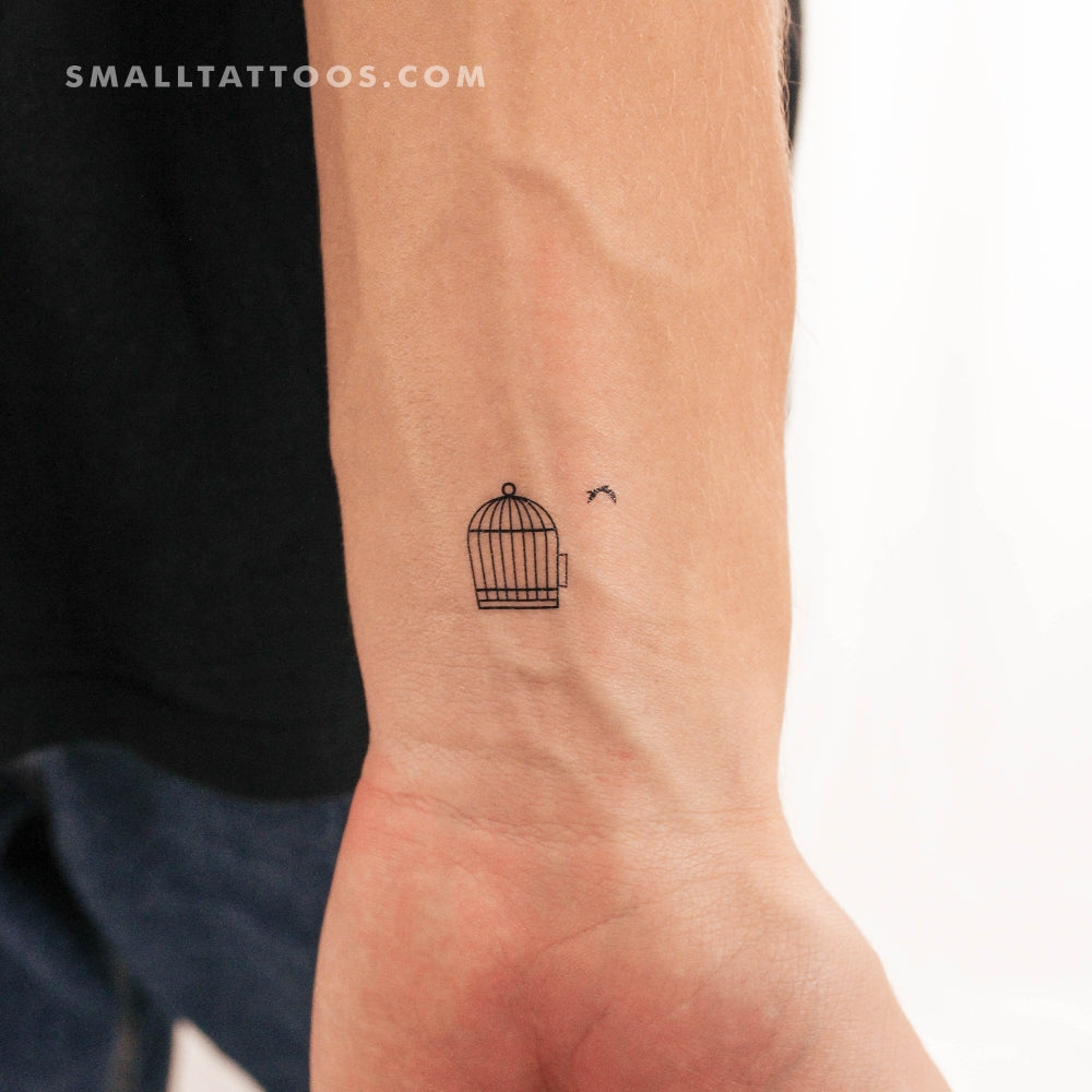 Bird Cage Temporary Tattoo (Set of 3) – Small Tattoos