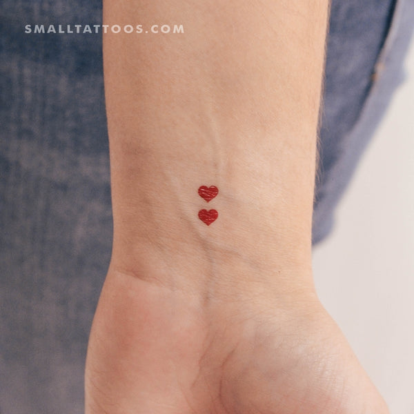 Two Red Hearts Temporary Tattoo (Set of 3)