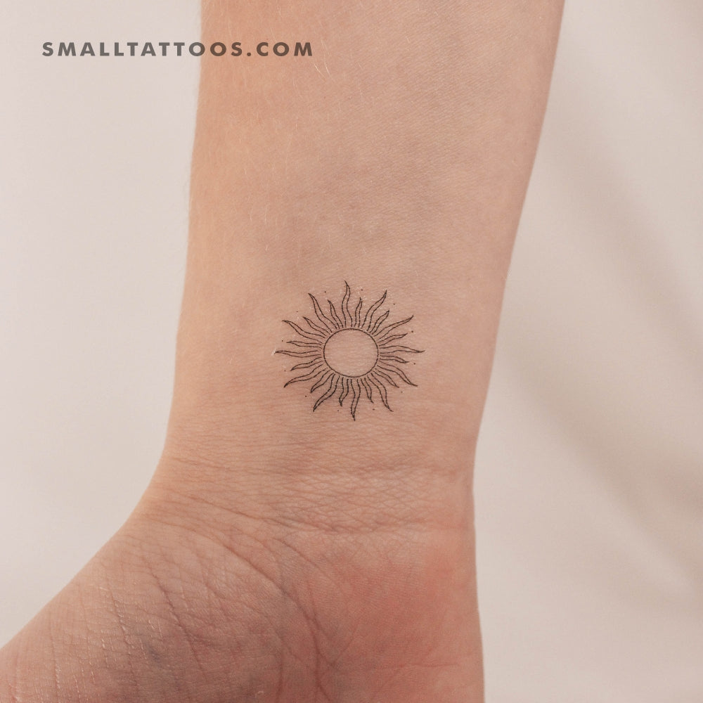 Tatuaje temporal pequeño de sol brillante (juego de 3)