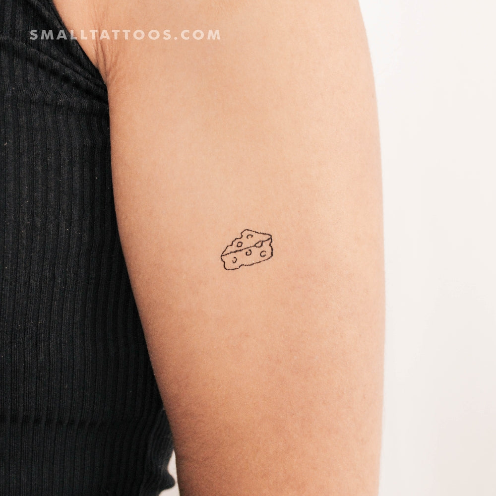 Tatuaje temporal minimalista de queso (juego de 3)