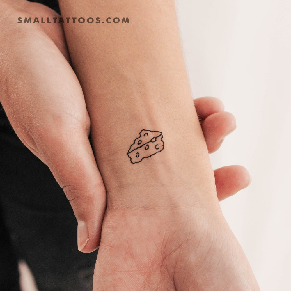 Tatuaje temporal minimalista de queso (juego de 3)