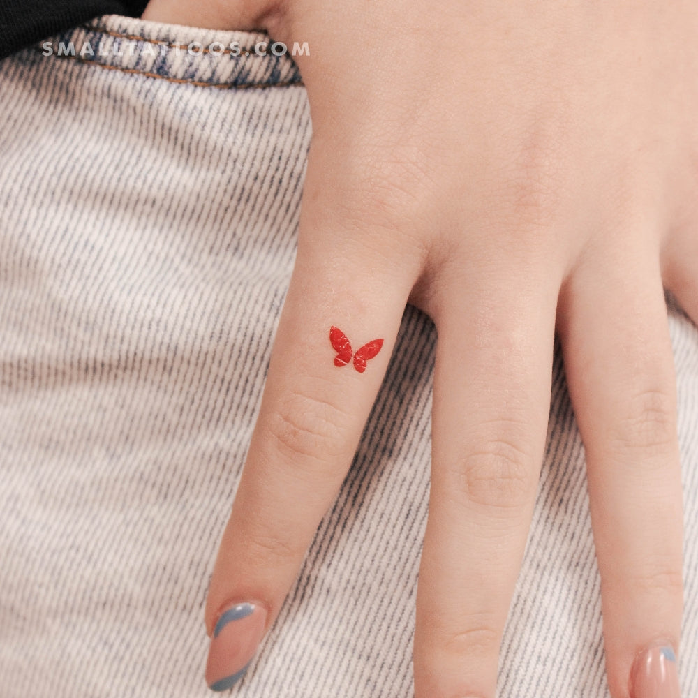 Tatuaje temporal de mariposa roja minimalista (juego de 3)