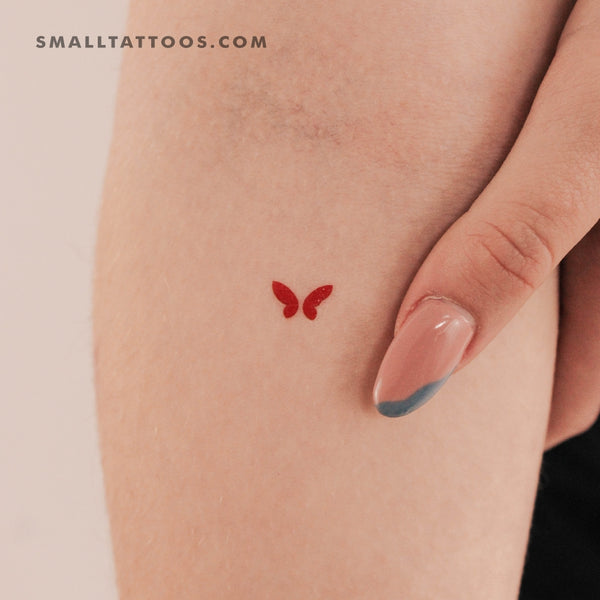 Red Minimal Butterfly Temporary Tattoo (Set of 3)