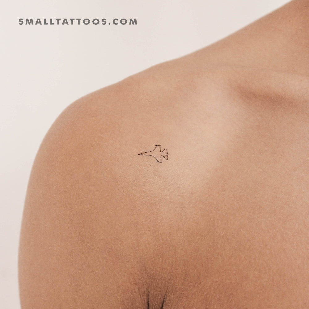 Jet Fighter Outline Temporary Tattoo (Set of 3)