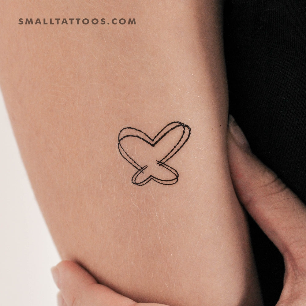 Tatuaje temporal de mariposa con doble corazón (juego de 3)