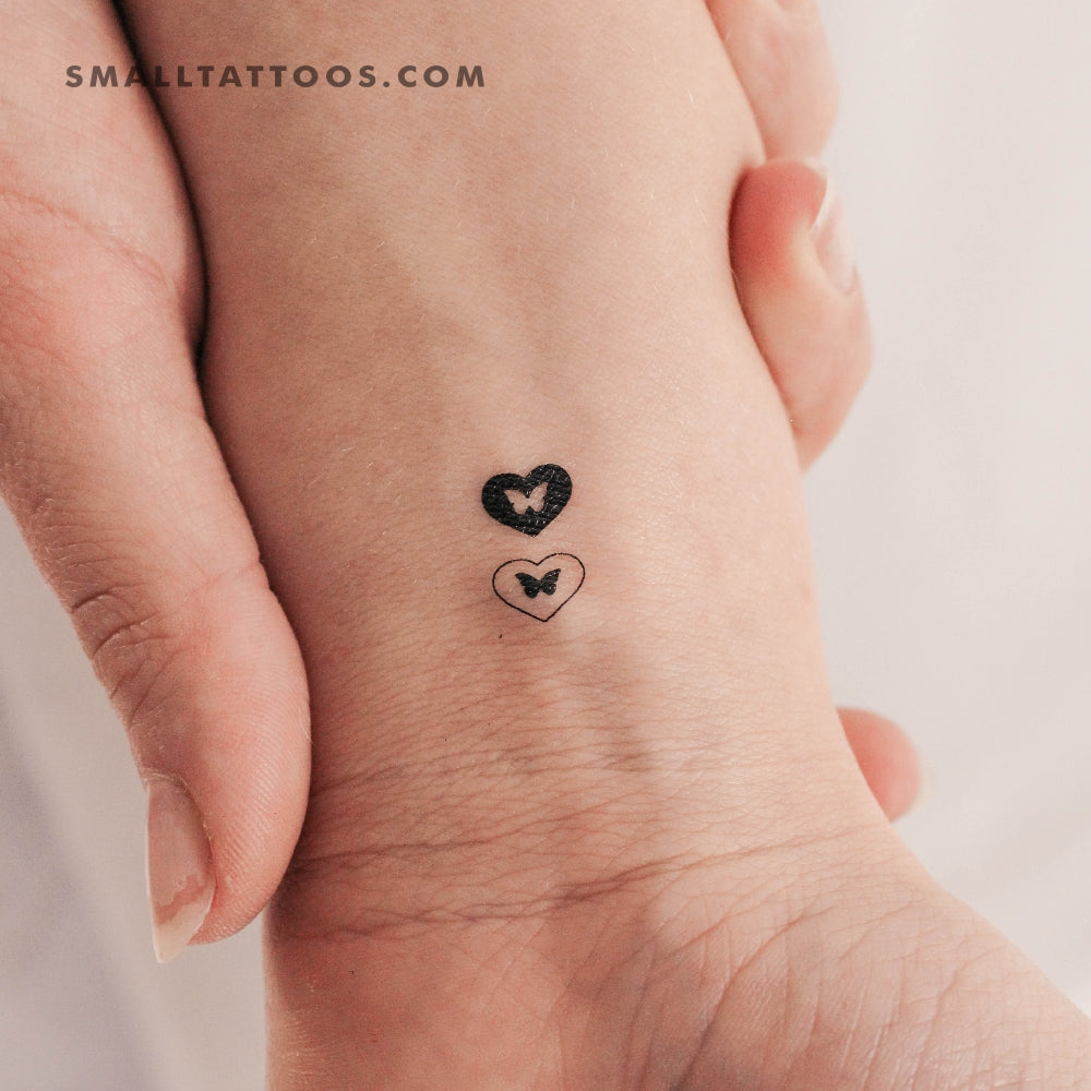 Tatuaje temporal de mariposa de amor (juego de 3)