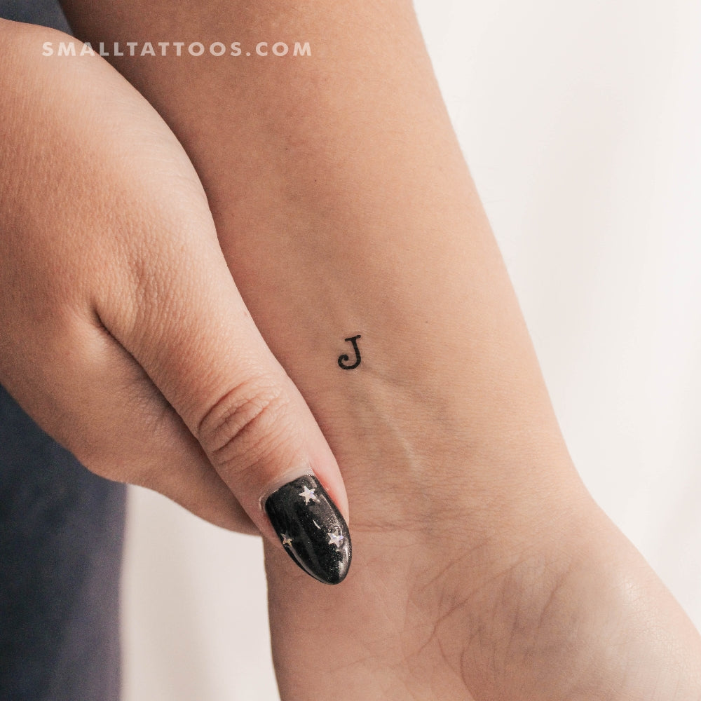 J Uppercase Typewriter Letter Temporary Tattoo (Set of 3)