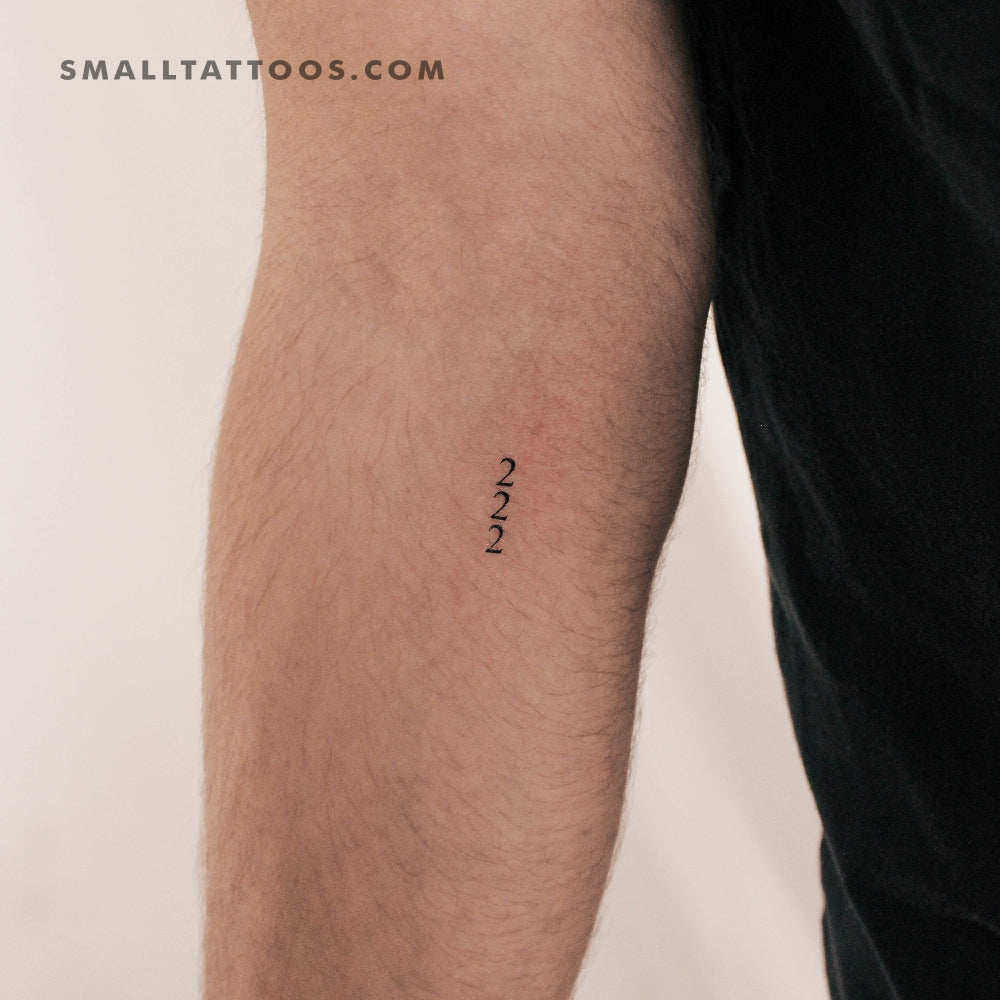 Small 222 Vertical Temporary Tattoo (Set of 3)