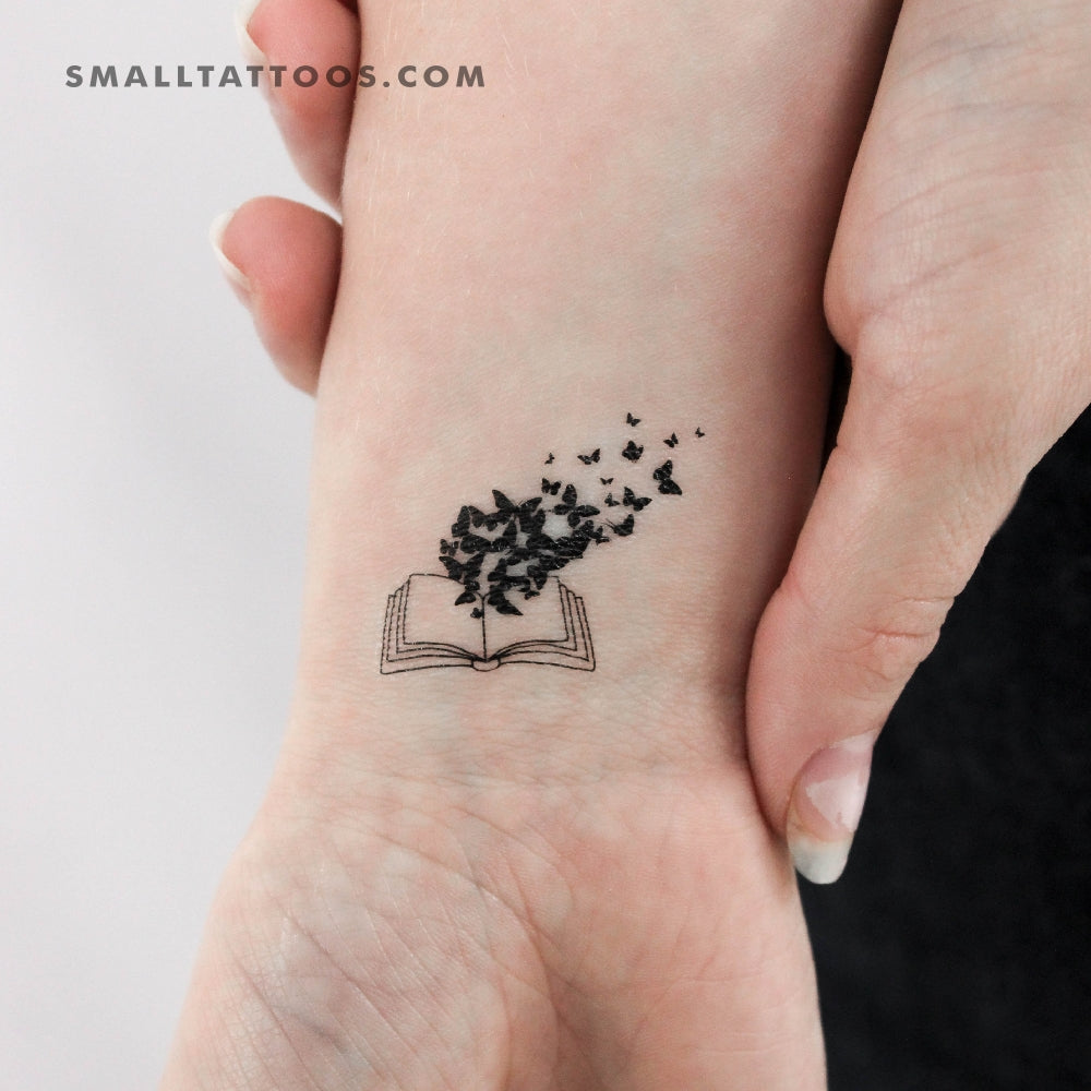 Tatuaje temporal de libro de mariposas (juego de 3)