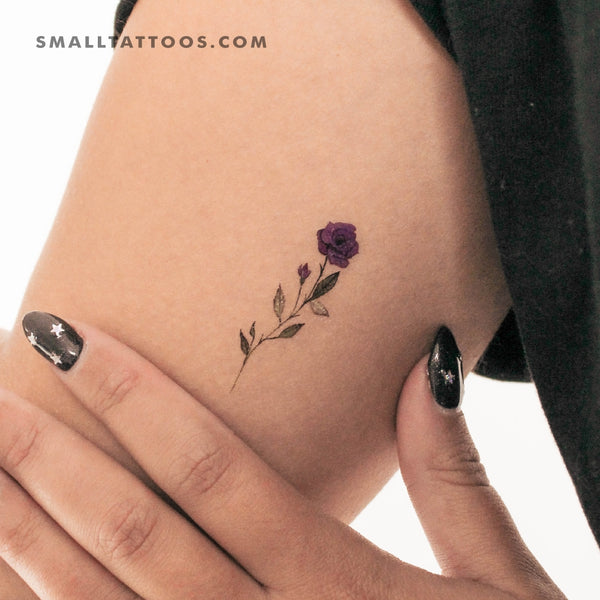 Purple Rose By Lena Fedchenko Temporary Tattoo (Set of 3)