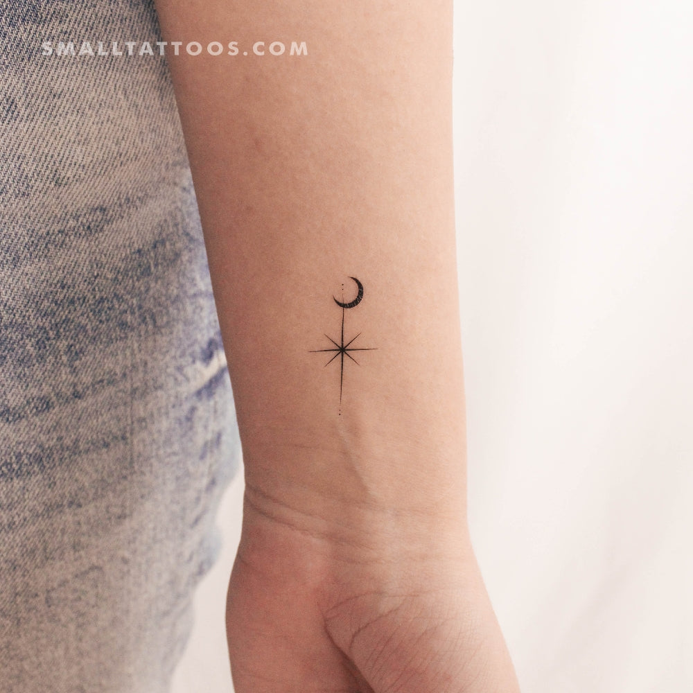 Tatuaje temporal de estrella del norte y luna (juego de 3)